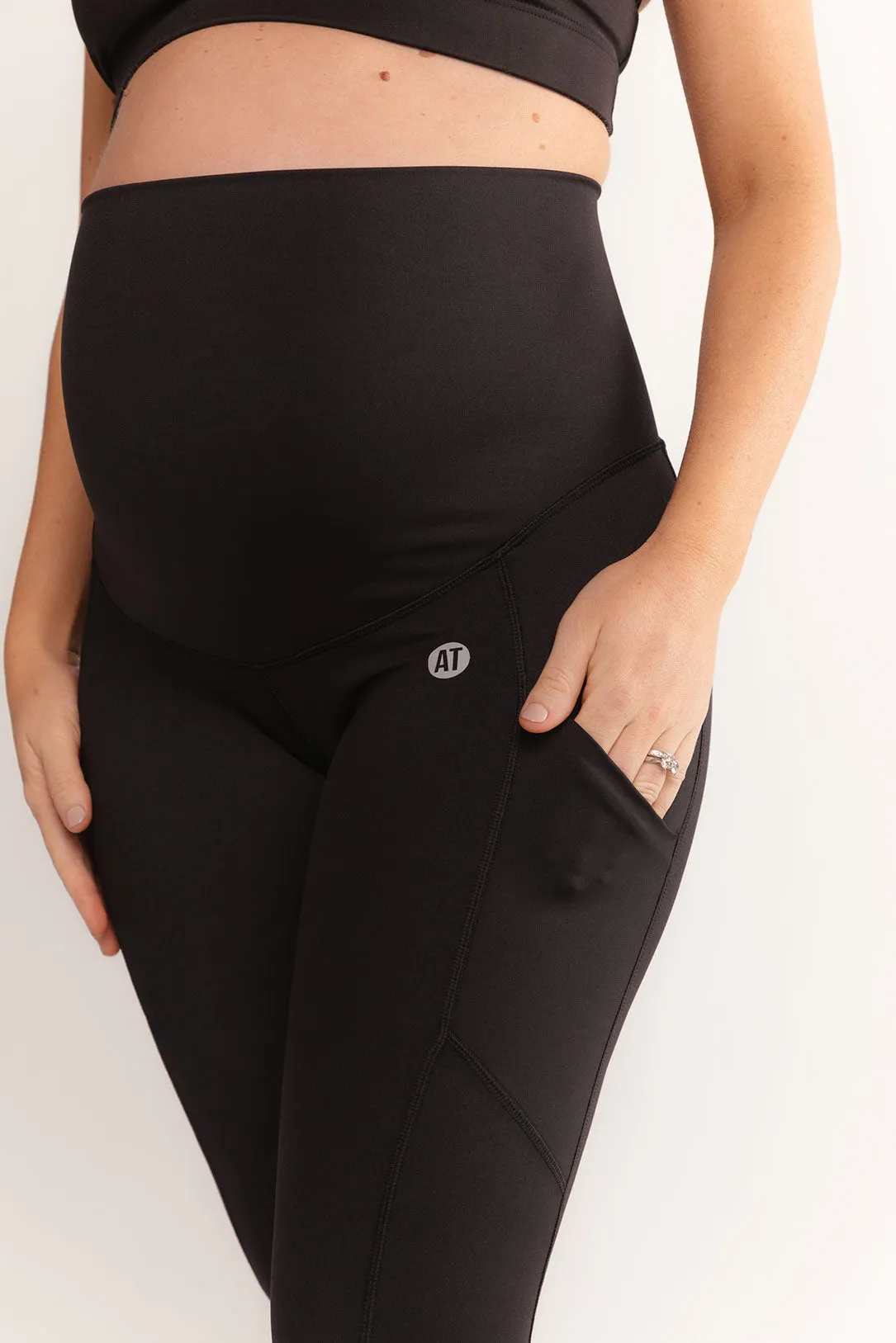 Mama Thermal Maternity Leggings With Pockets Full-Length - Black