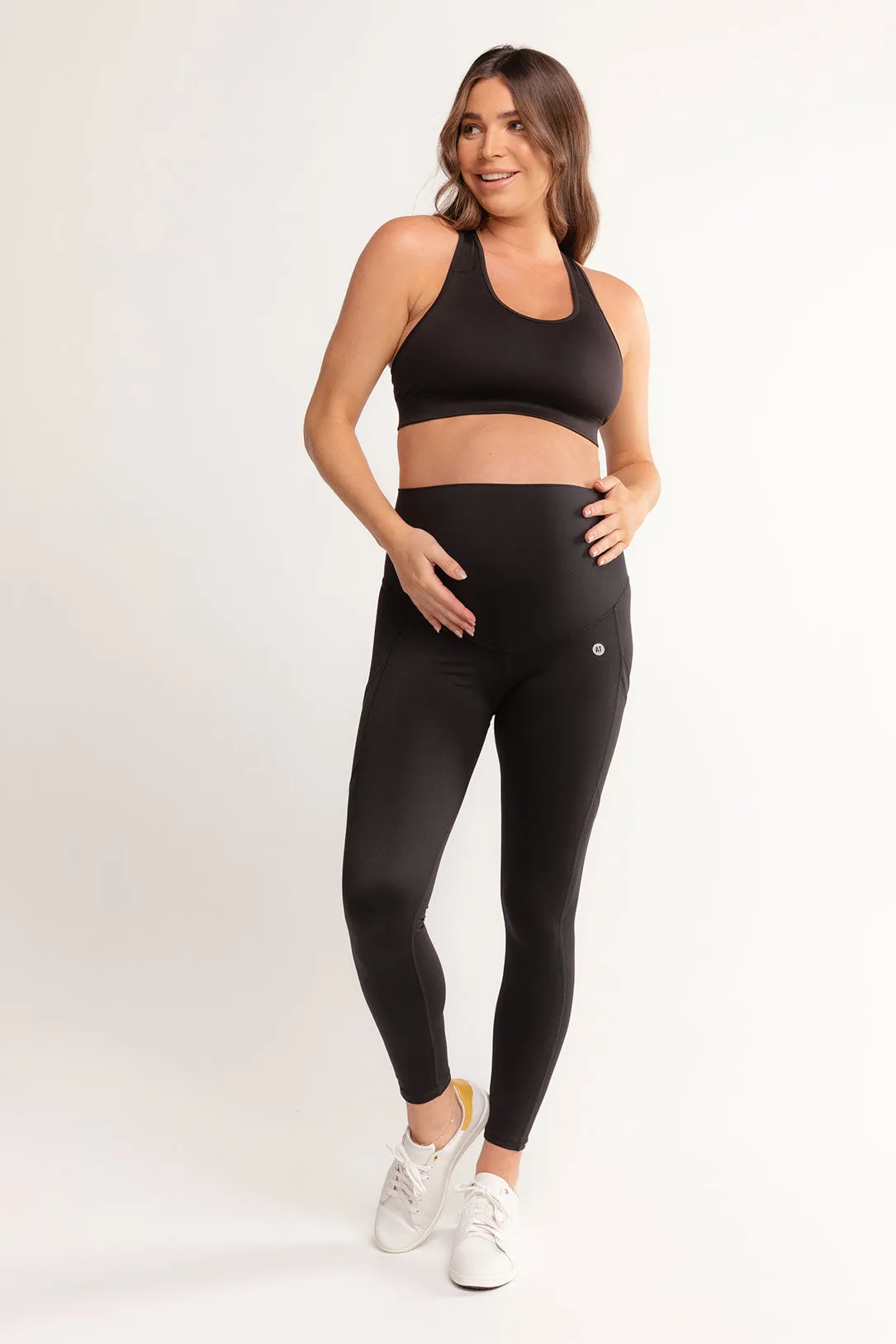 Mama Thermal Maternity Leggings With Pockets Full-Length - Black