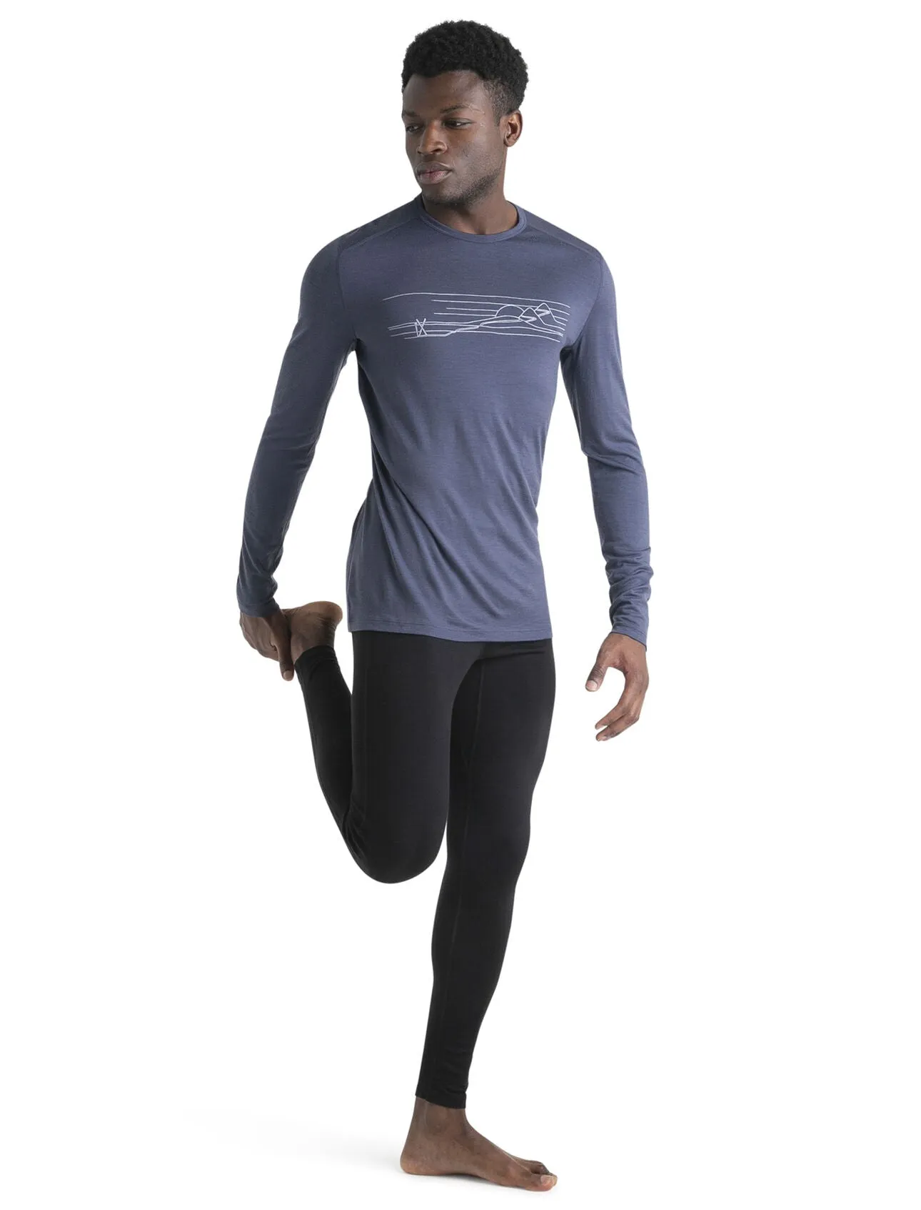 Mens Merino 200 Oasis LS Thermal Top Ski Stripes