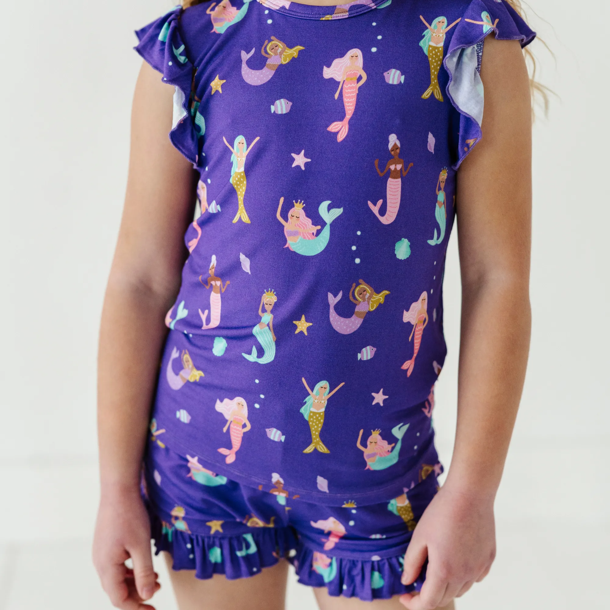 Mermaid in the U.S.A. Short Ruffle Pajamas Toddler/Kids