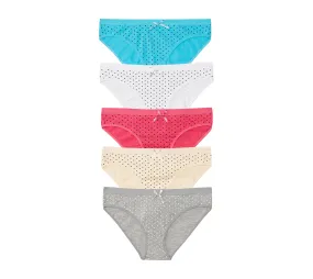 Nabtos Women's Cotton Underwear Bikini Polka Dot Panties (Pack of 5)