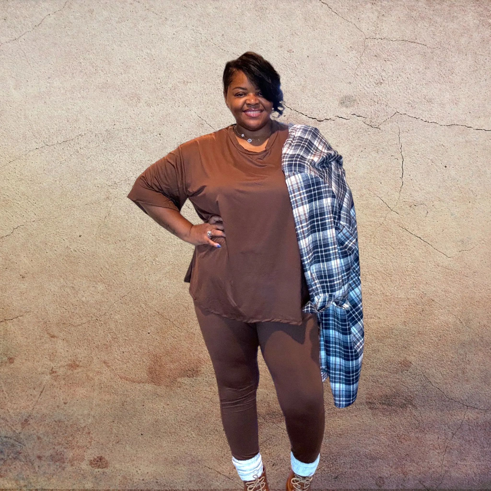 Plus Size Oversized T-shirt & Leggings Set