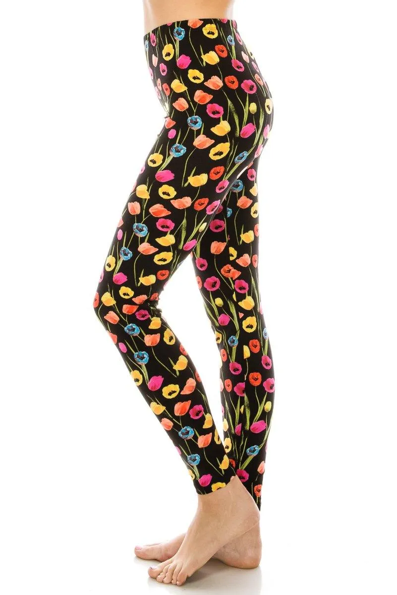 Print Pattern Leggings - Soft Stretch Peach Skin Leggings