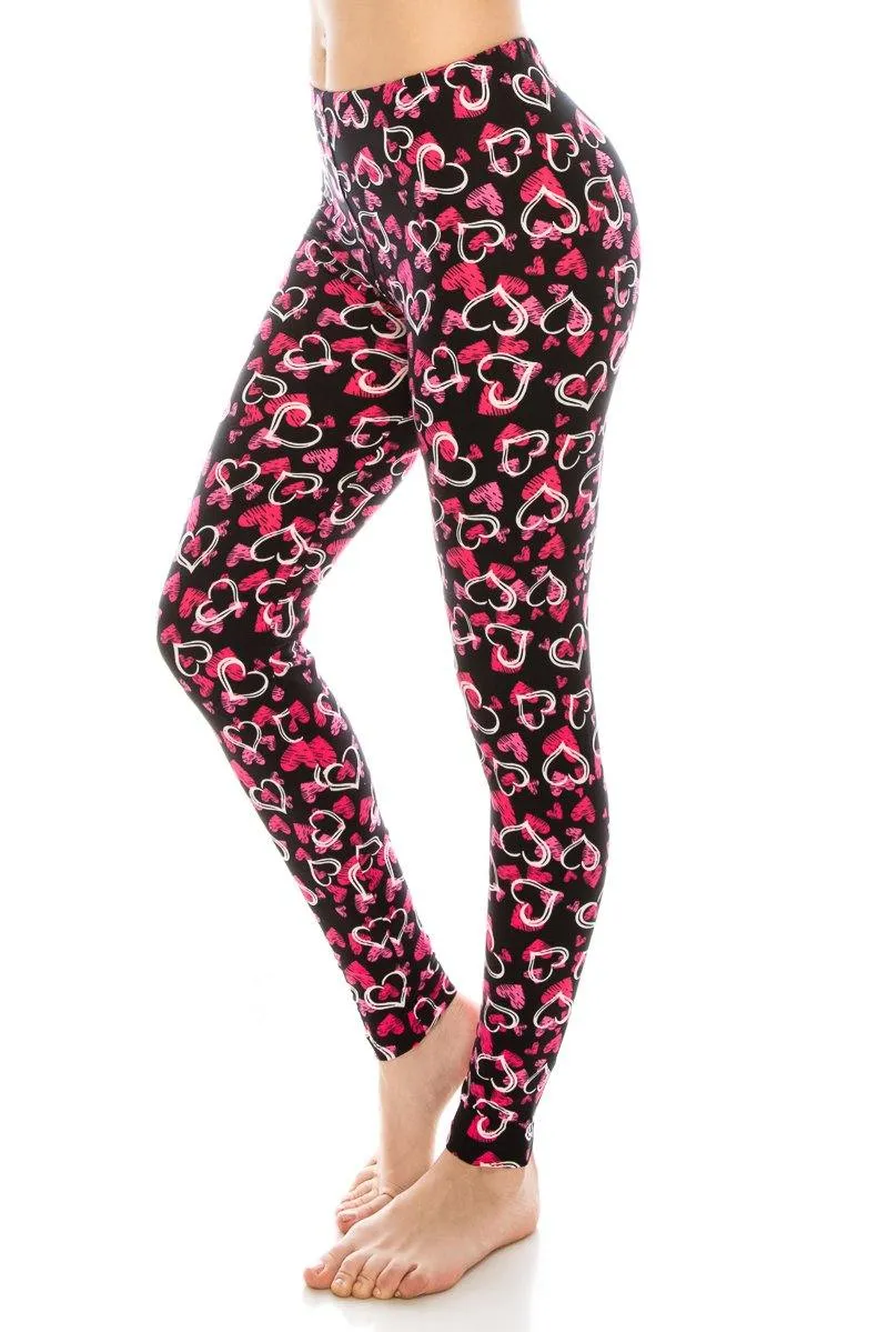 Print Pattern Leggings - Soft Stretch Peach Skin Leggings