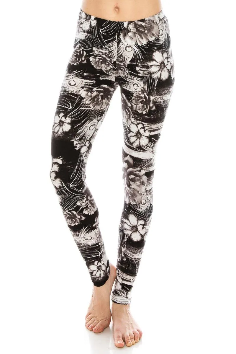 Print Pattern Leggings - Soft Stretch Peach Skin Leggings