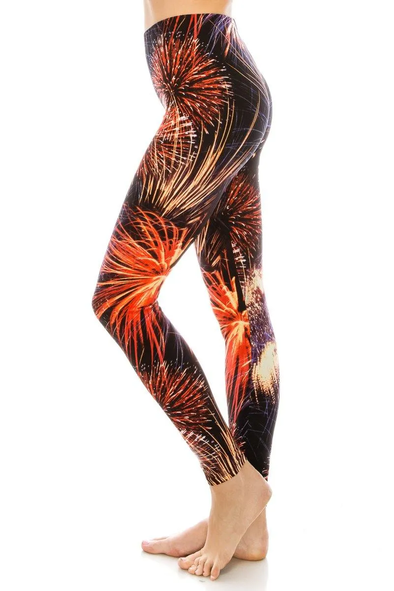 Print Pattern Leggings - Soft Stretch Peach Skin Leggings