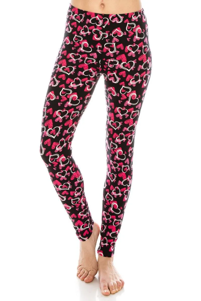 Print Pattern Leggings - Soft Stretch Peach Skin Leggings