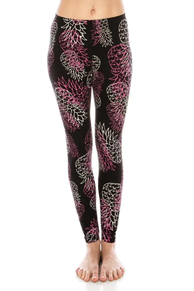 Print Pattern Leggings - Soft Stretch Peach Skin Leggings