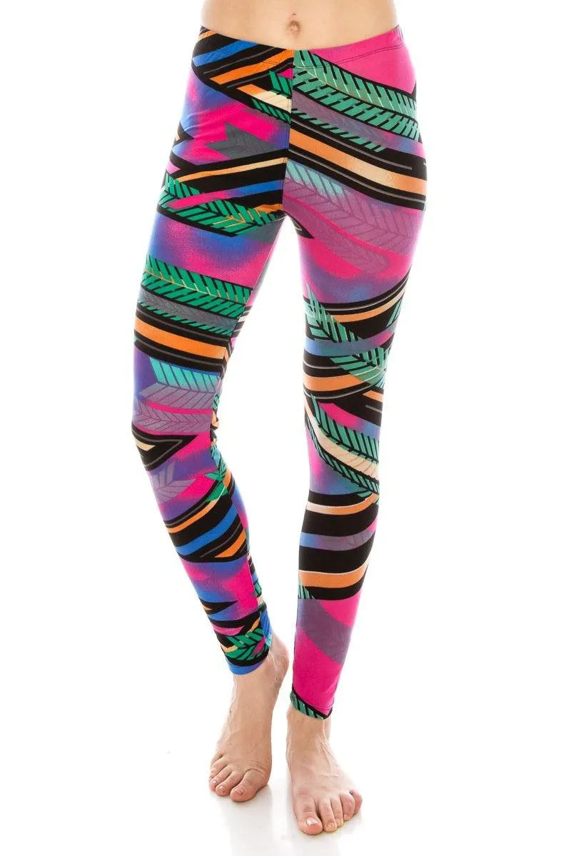 Print Pattern Leggings - Soft Stretch Peach Skin Leggings