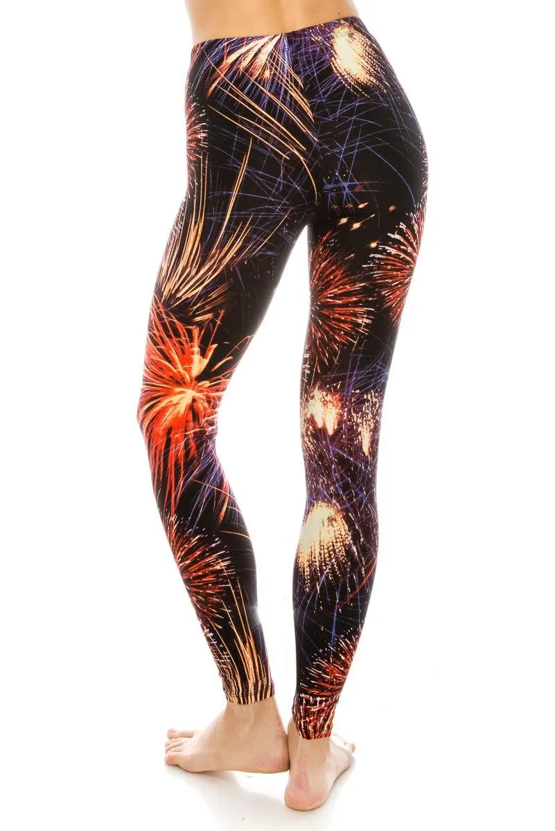 Print Pattern Leggings - Soft Stretch Peach Skin Leggings