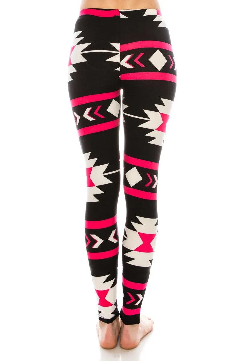 Print Pattern Leggings - Soft Stretch Peach Skin Leggings