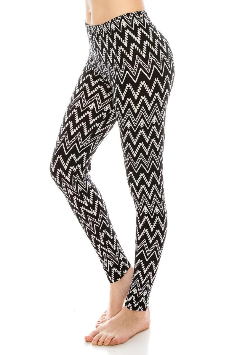 Print Pattern Leggings - Soft Stretch Peach Skin Leggings