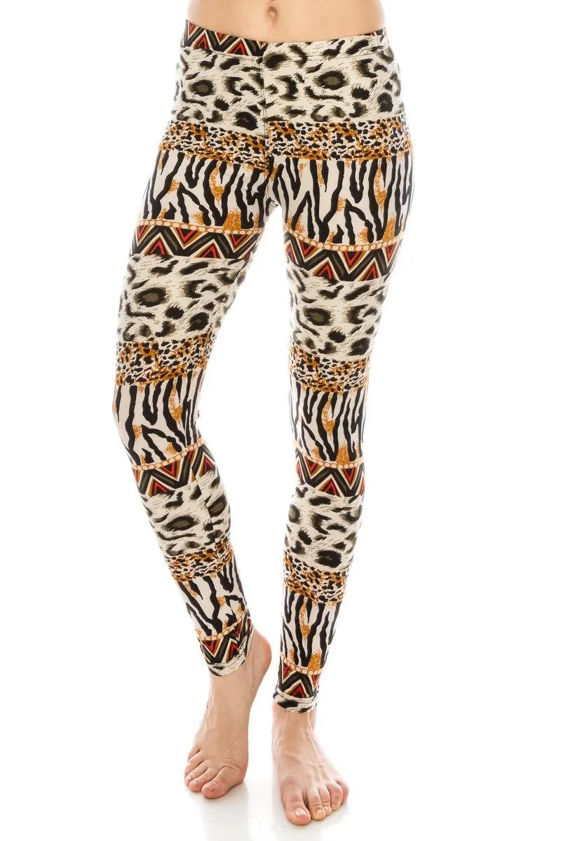 Print Pattern Leggings - Soft Stretch Peach Skin Leggings