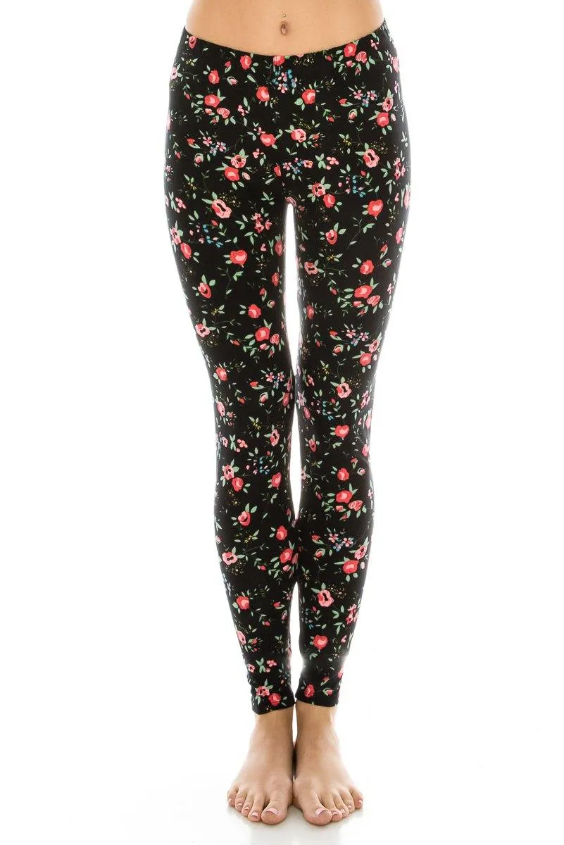 Print Pattern Leggings - Soft Stretch Peach Skin Leggings