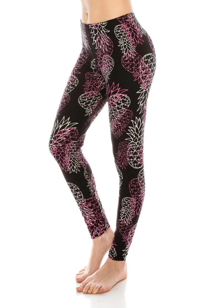 Print Pattern Leggings - Soft Stretch Peach Skin Leggings