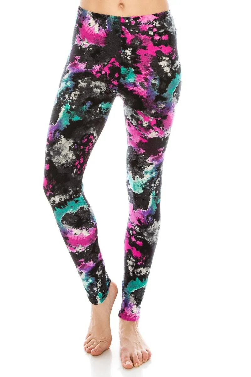 Print Pattern Leggings - Soft Stretch Peach Skin Leggings