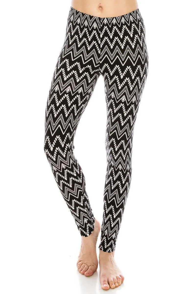 Print Pattern Leggings - Soft Stretch Peach Skin Leggings