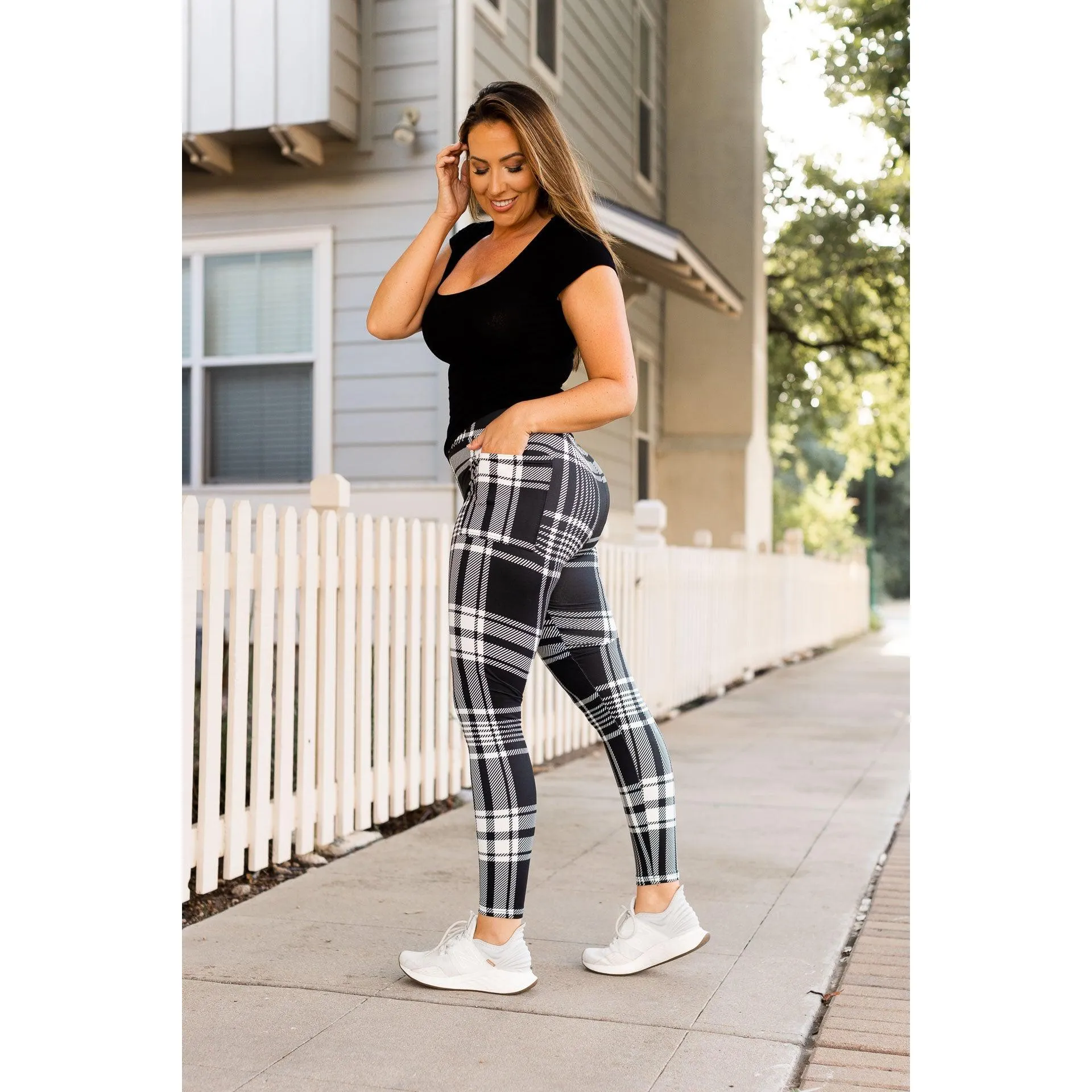 Ready to Ship | Black & White Plaid Leggings  - Luxe Leggings by Julia Rose