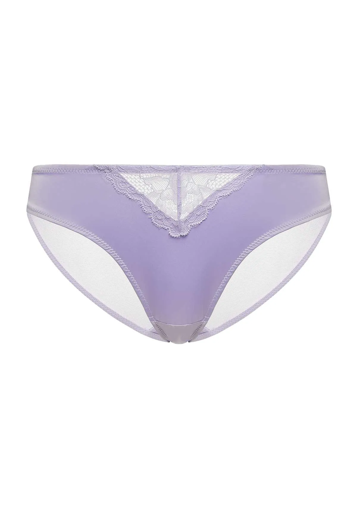 Songful Foxy Purple Satin Floral Lace Bikini Underwear