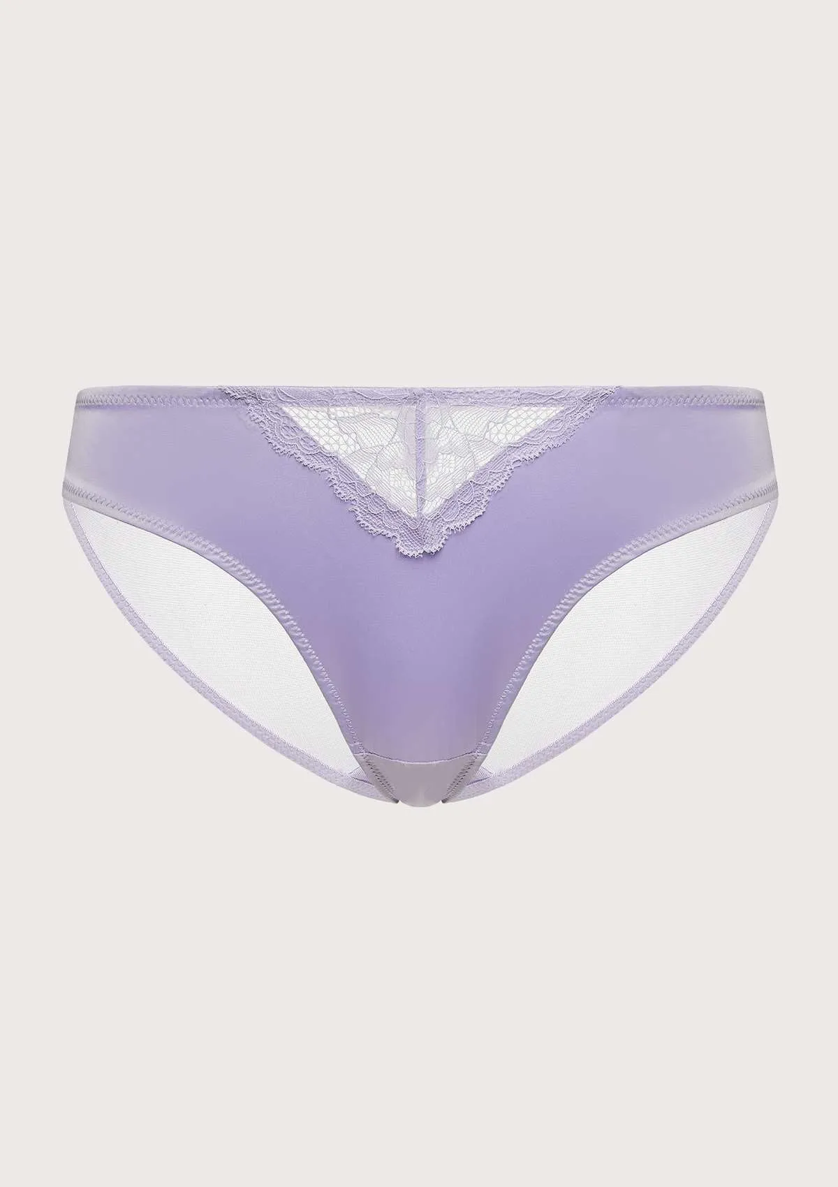 Songful Foxy Purple Satin Floral Lace Bikini Underwear