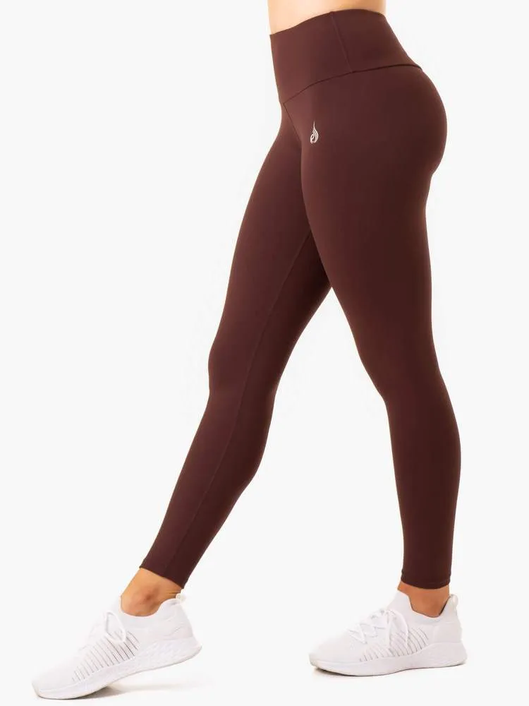 STAPLES SCRUNCH BUM LEGGINGS - CHOCOLATE