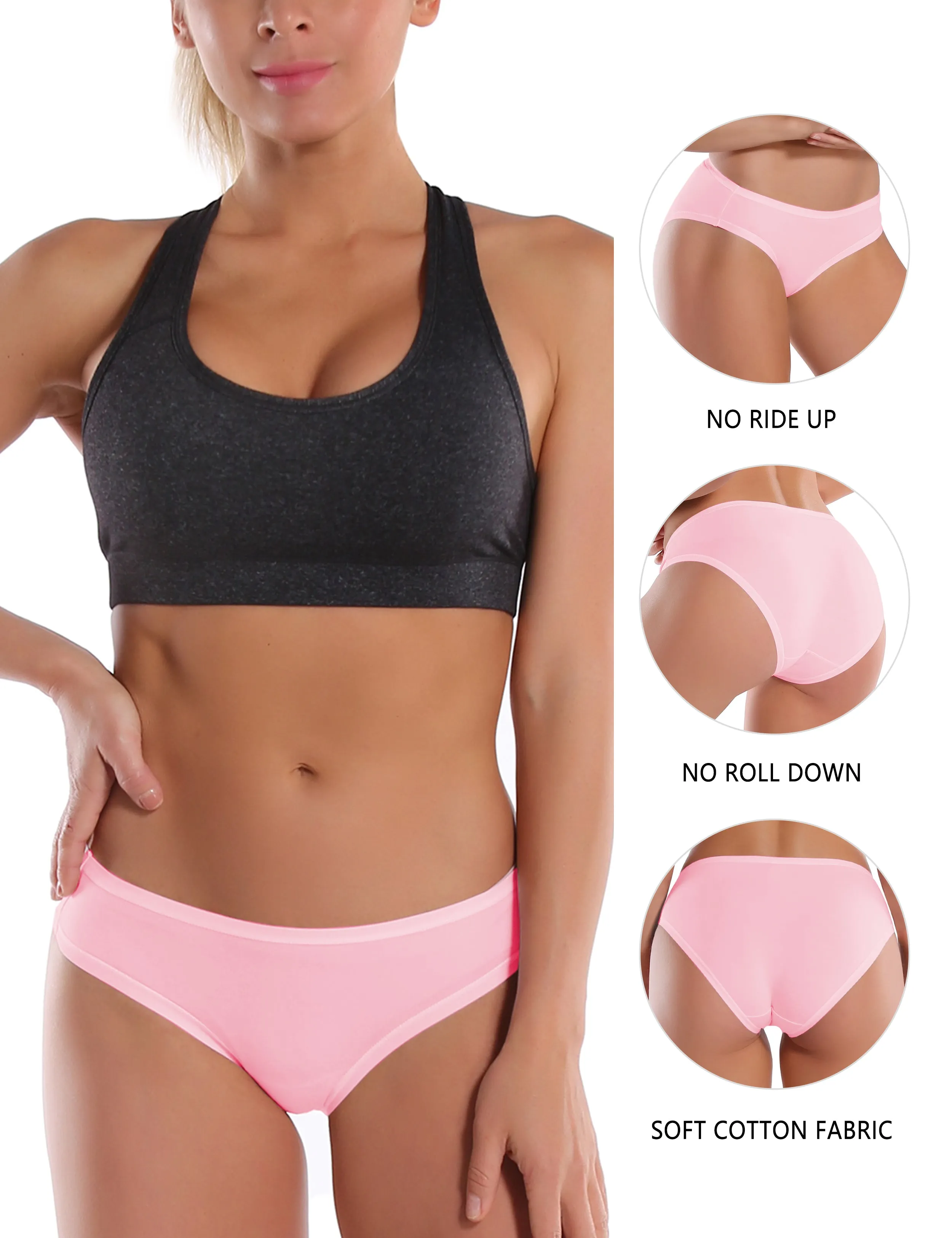 Super Soft Modal Sports Bikini Underwear lightpink_yogastudio