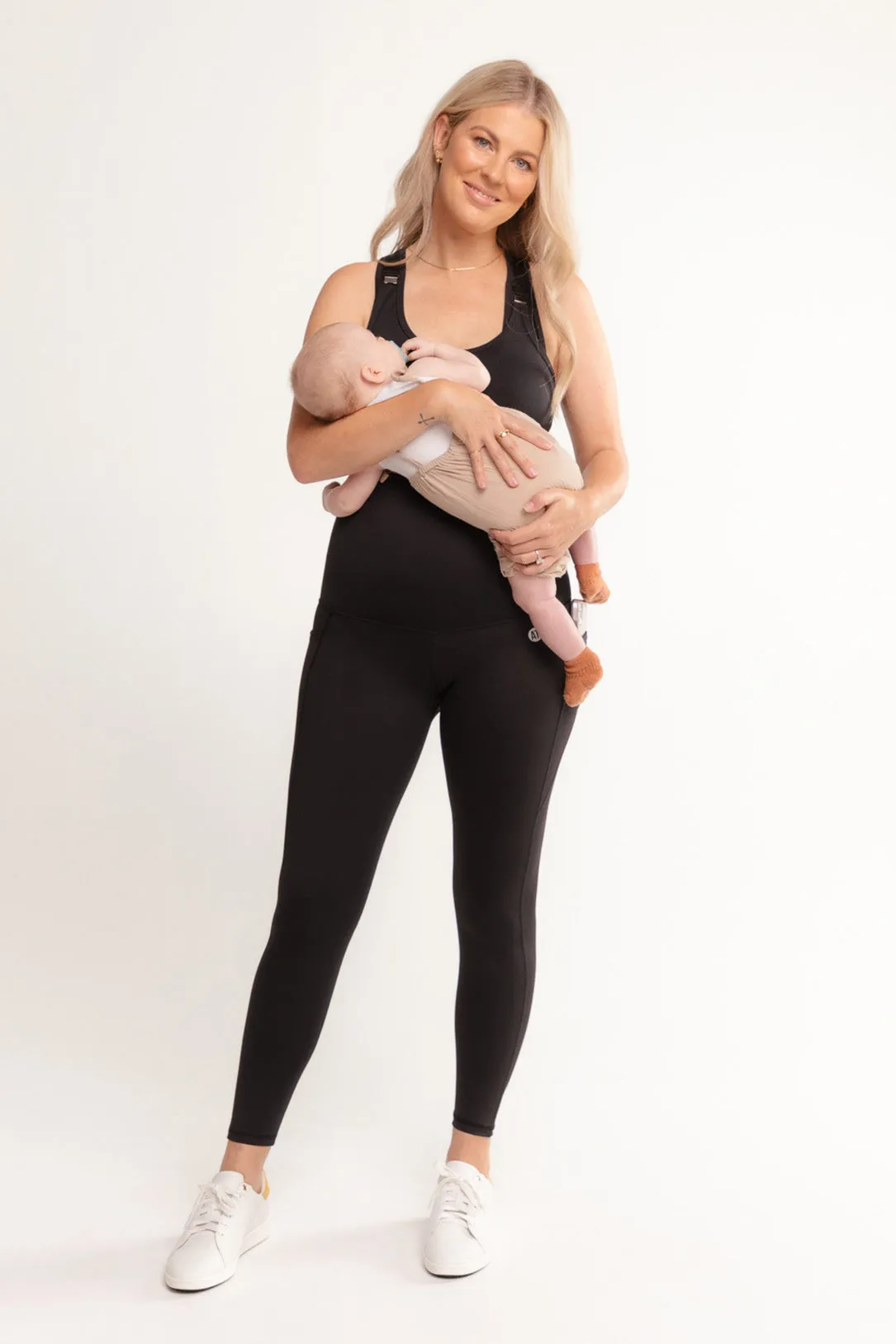 Thermal Postpartum Leggings With Pockets Full-Length - Black