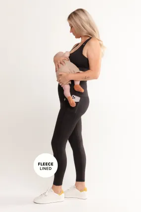 Thermal Postpartum Leggings With Pockets Full-Length - Black