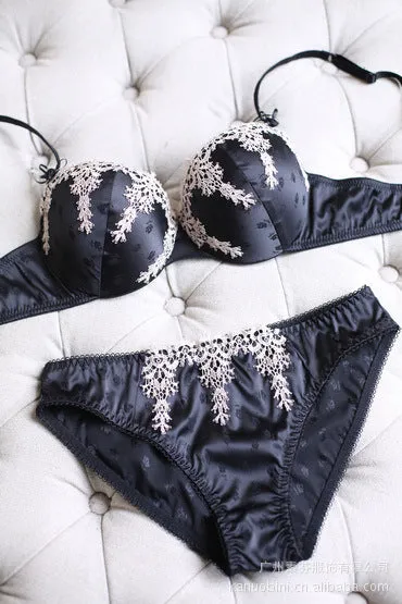 Top lace Embroidery bra brief sets underwear sexy lingerie