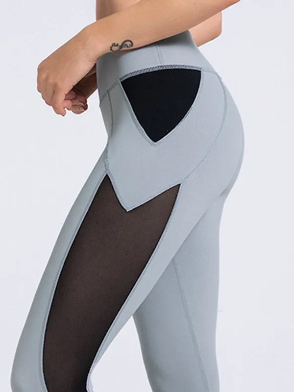 ZASUWA Female Contrast Color Mesh Leggings