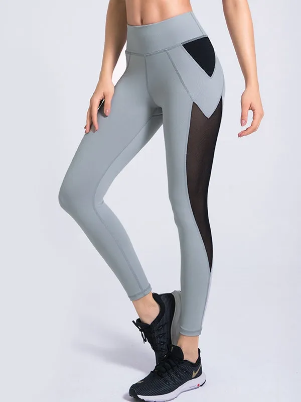 ZASUWA Female Contrast Color Mesh Leggings