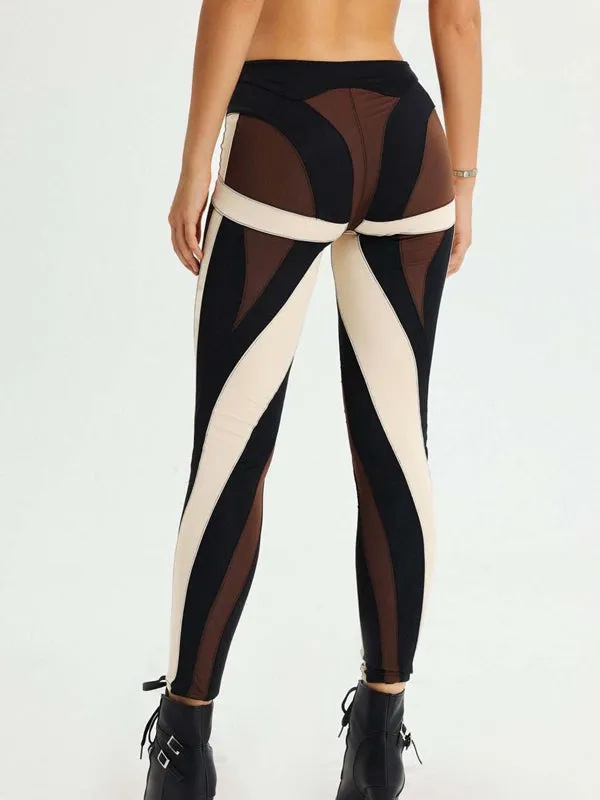 ZASUWA Female Contrast Color Stripes Hip-lift Leggings