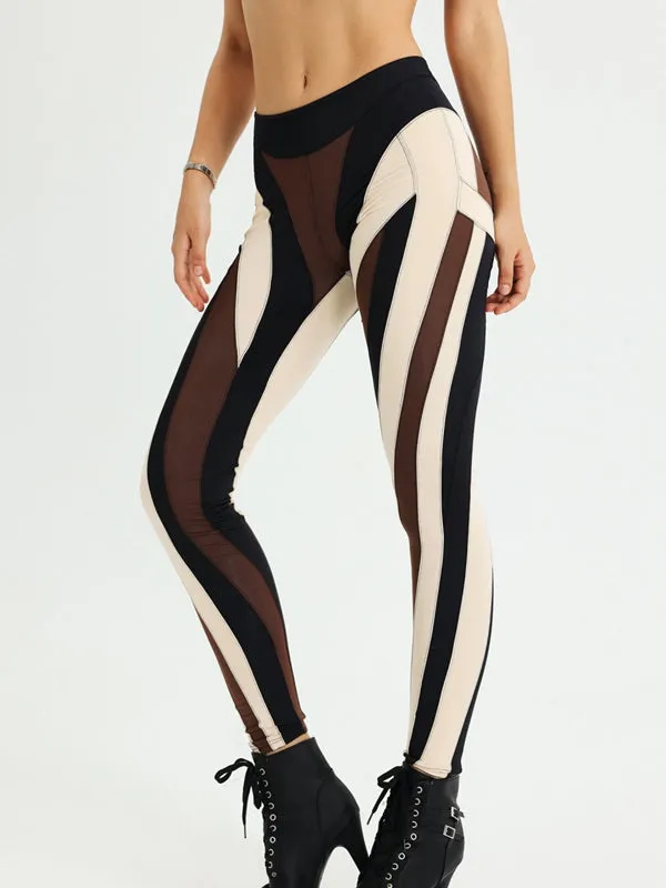 ZASUWA Female Contrast Color Stripes Hip-lift Leggings