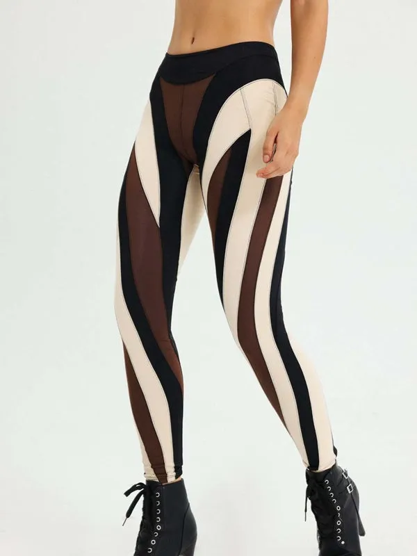 ZASUWA Female Contrast Color Stripes Hip-lift Leggings